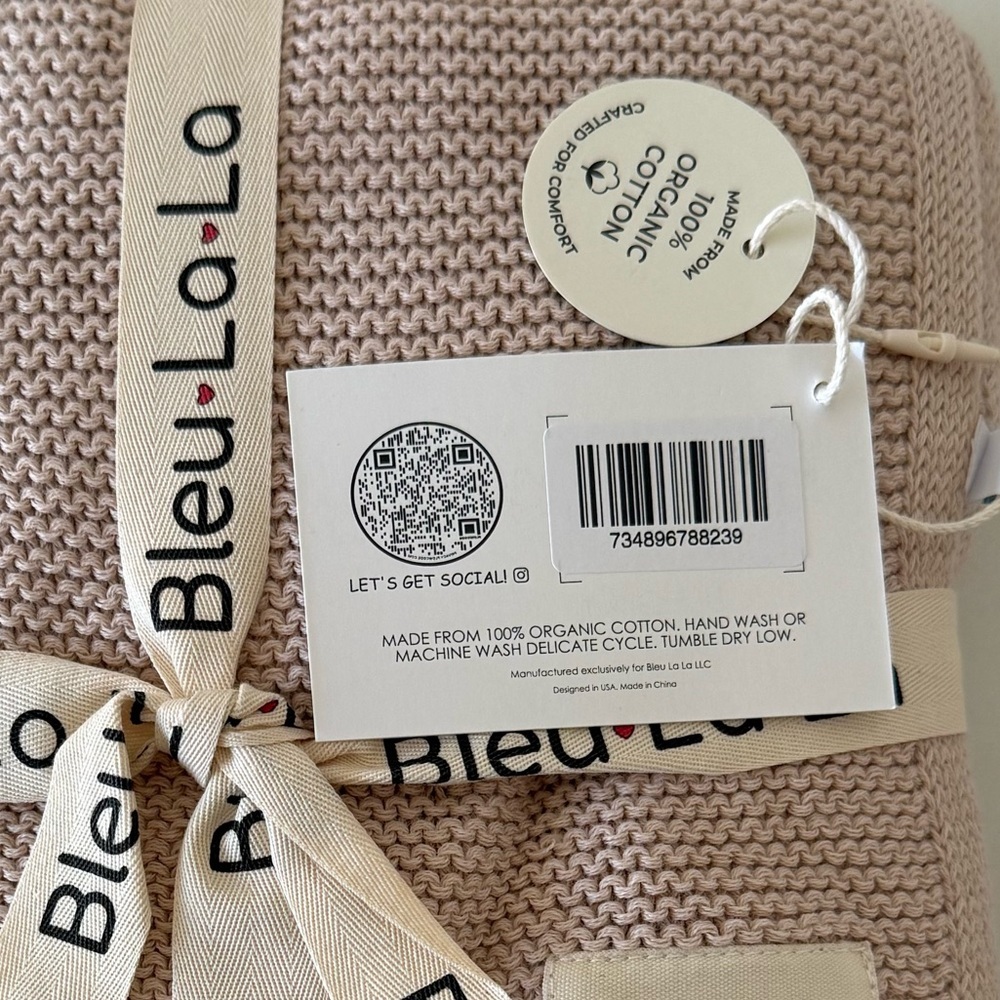 Bleu La La Heritage Knit Luxury Organic Cotton Baby Swaddle Blanket NWT - Picture 5 of 5